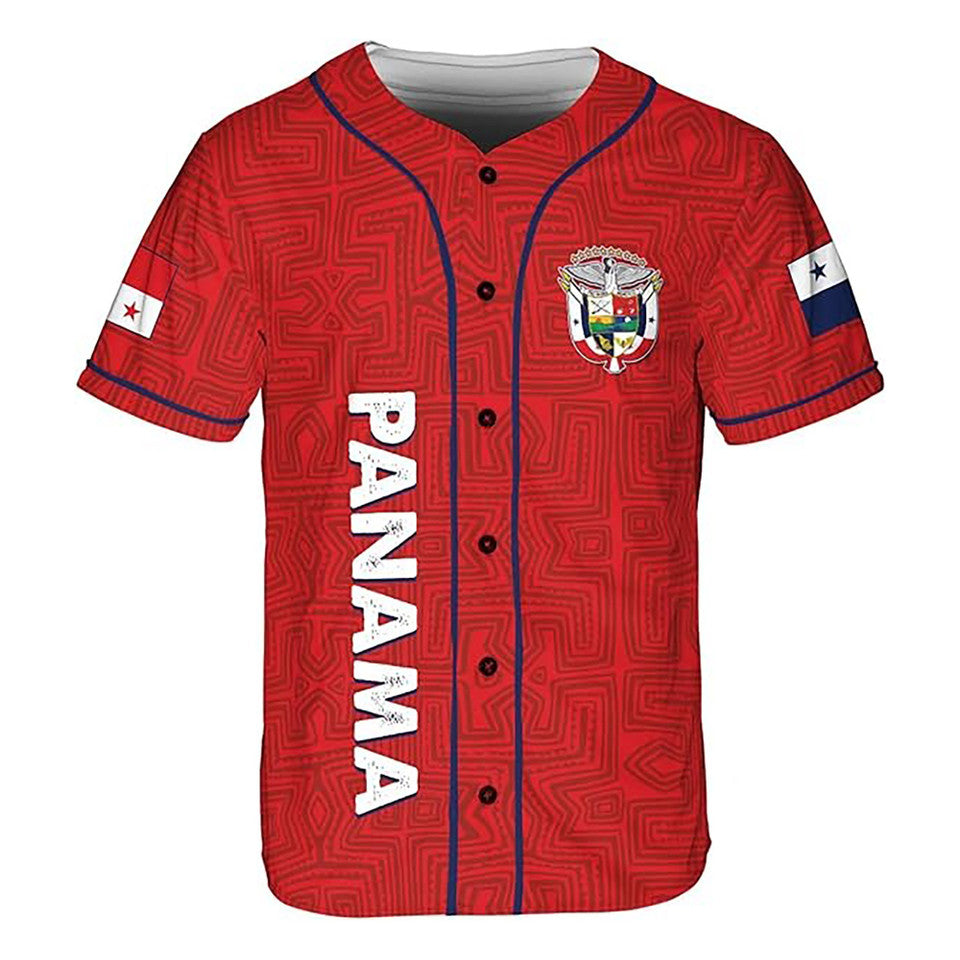 Personalized Name Panama Flag Coat of Arms Red Baseball Jersey S-5XL