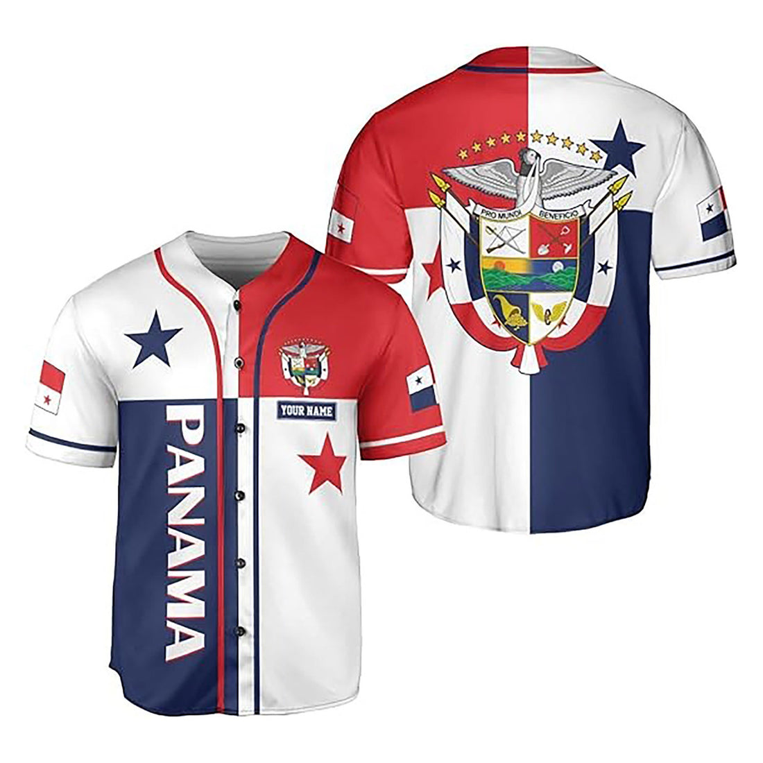 Personalized Name Panama Flag Coat of Arms Red h2 Shirt Baseball Jersey S-5XL