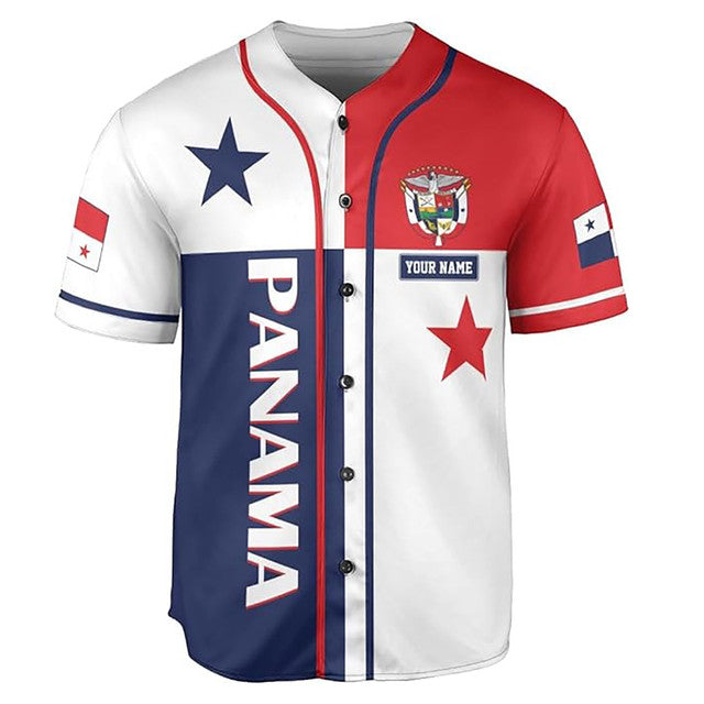 Personalized Name Panama Flag Coat of Arms Red h2 Shirt Baseball Jersey S-5XL