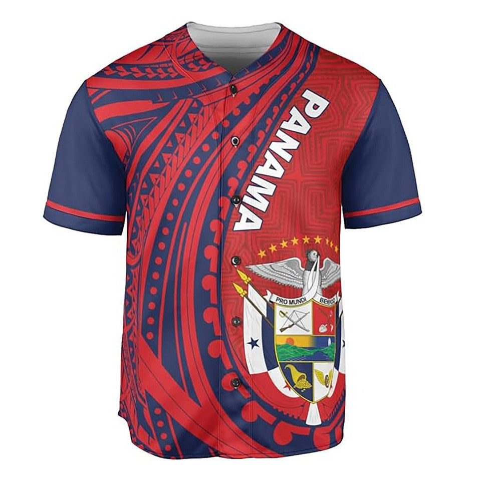 Personalized Name Panama Flag Coat of Arms Tribal Pattern Baseball Jersey S-5XL