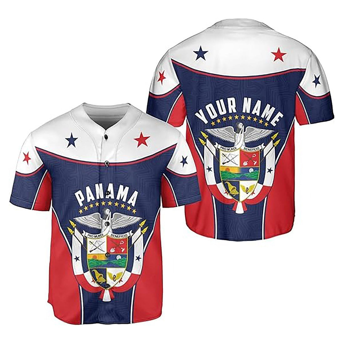 Personalized Name Panama Flag Coat of Arms Symbol Baseball Jersey S-5XL