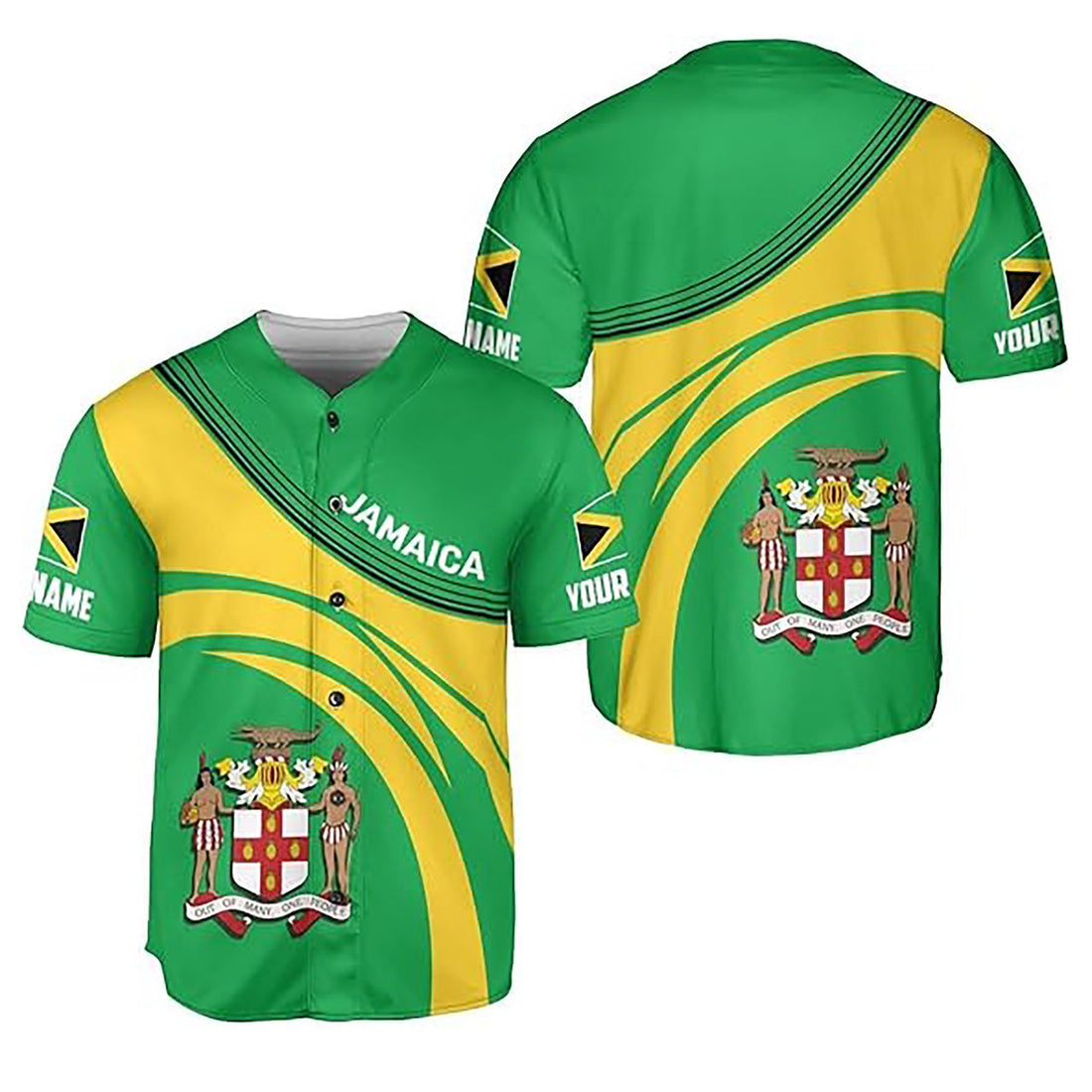 Personalized Jamaica Flag Symbol Name Baseball Jersey S-5XL