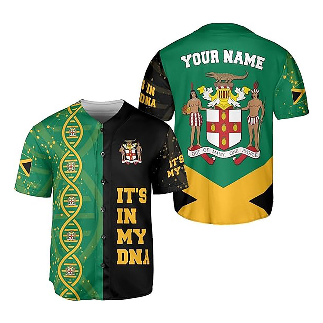 Personalized Name Jamaica Flag It's In My DNA Baseball Jersey S-5XL