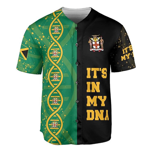 Personalized Name Jamaica Flag It's In My DNA Baseball Jersey S-5XL