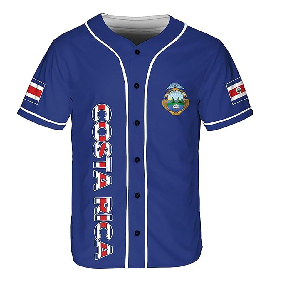 Personalized Costa Rica Flag Coat of Arms Funny Pattern Baseball Jersey S-5XL