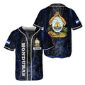 Personalized Honduras Flag Coat of Arms Symbol Smoke Blue Baseball Jersey S-5XL