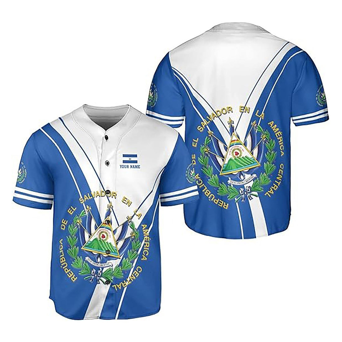 Custom Name White Blue El Salvador Baseball Jersey Shirt S-5XL