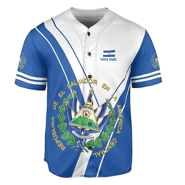 Custom Name White Blue El Salvador Baseball Jersey S-5XL