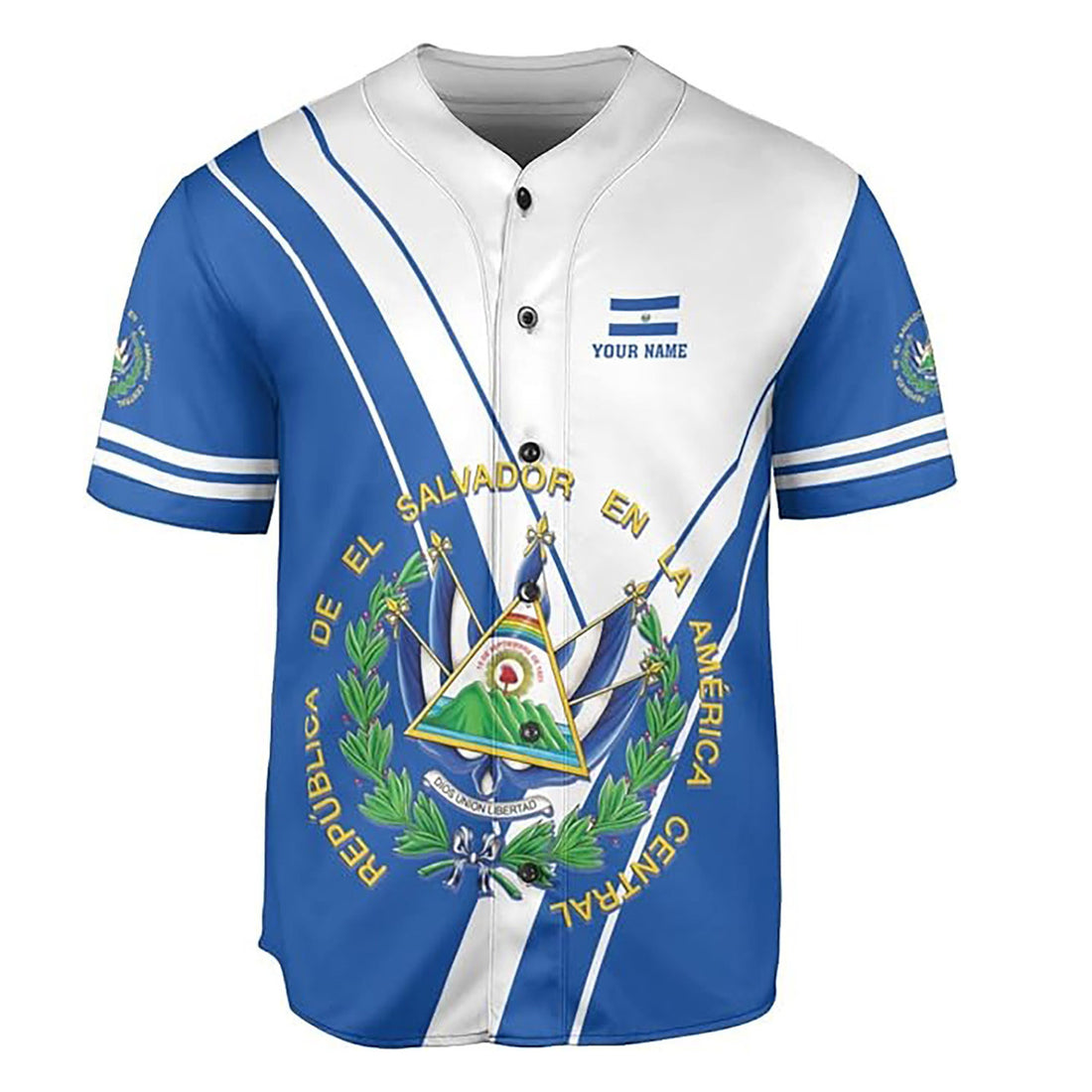 Custom Name White Blue El Salvador Baseball Jersey Shirt S-5XL