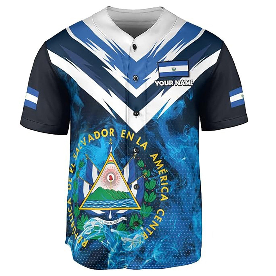 Personalized Name Black Blue El Salvador Baseball Jersey Shirt S-5XL