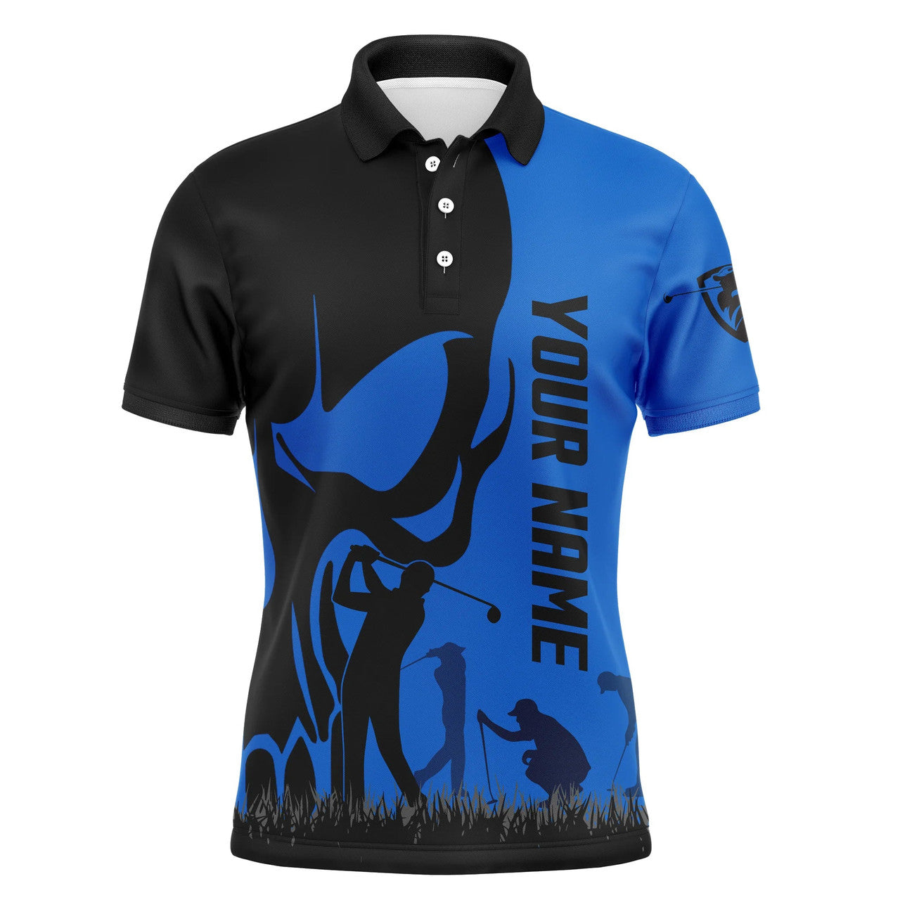 Custom Golf Shirt Personalized Name Skull Golf Ball Skin Men's Polo Shirt