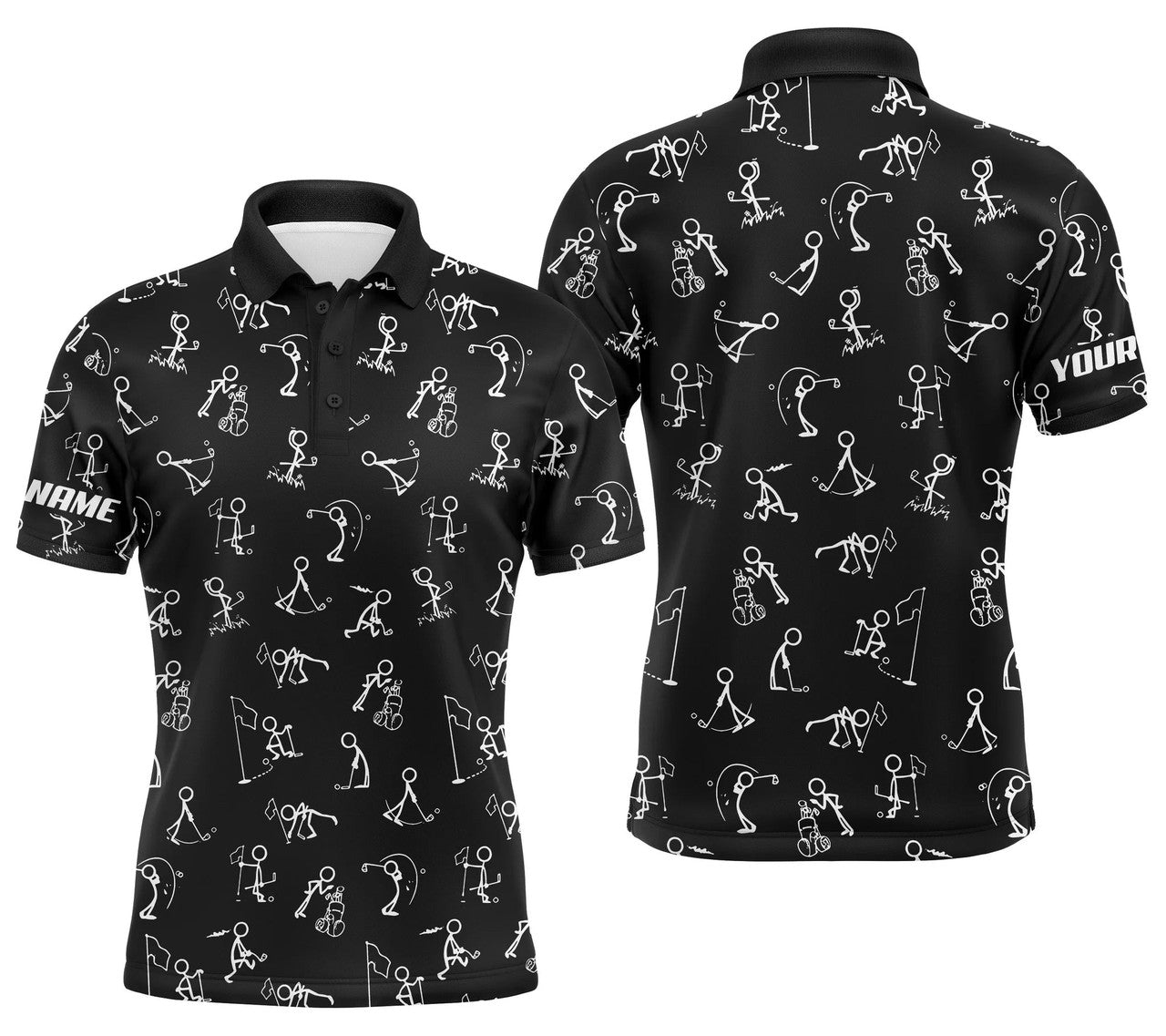 Custom Golf Shirt with Funny Golf Pattern Sports Gift for Men Polo Shirt