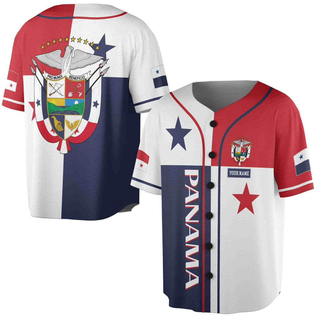 Personalized Name Panama Flag Coat of Arms Baseball Jersey S-5XL