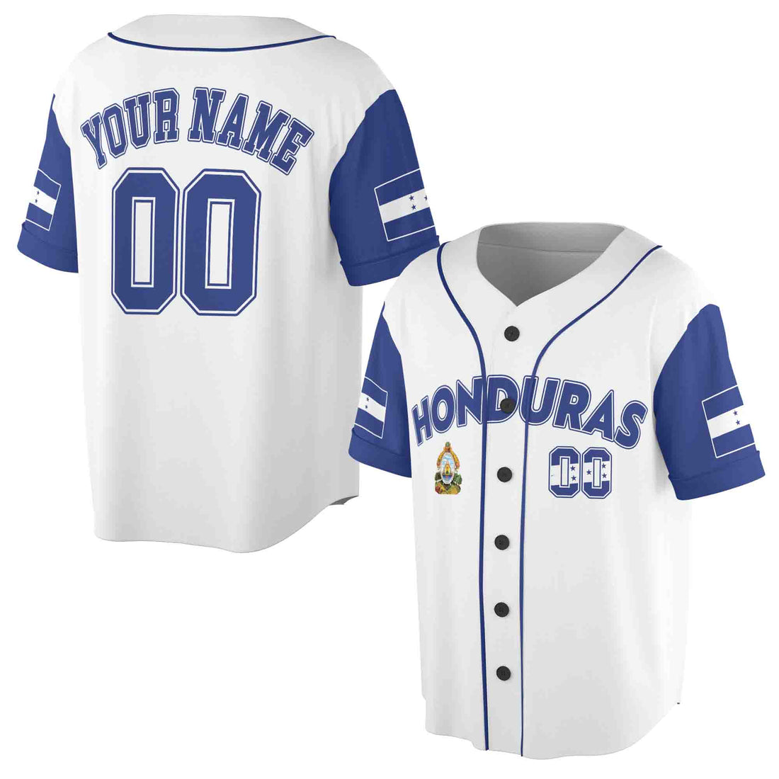 Custom Name Number Honduras Flag Honduras Coat of Arms 3D Baseball Jersey Size S-5XL