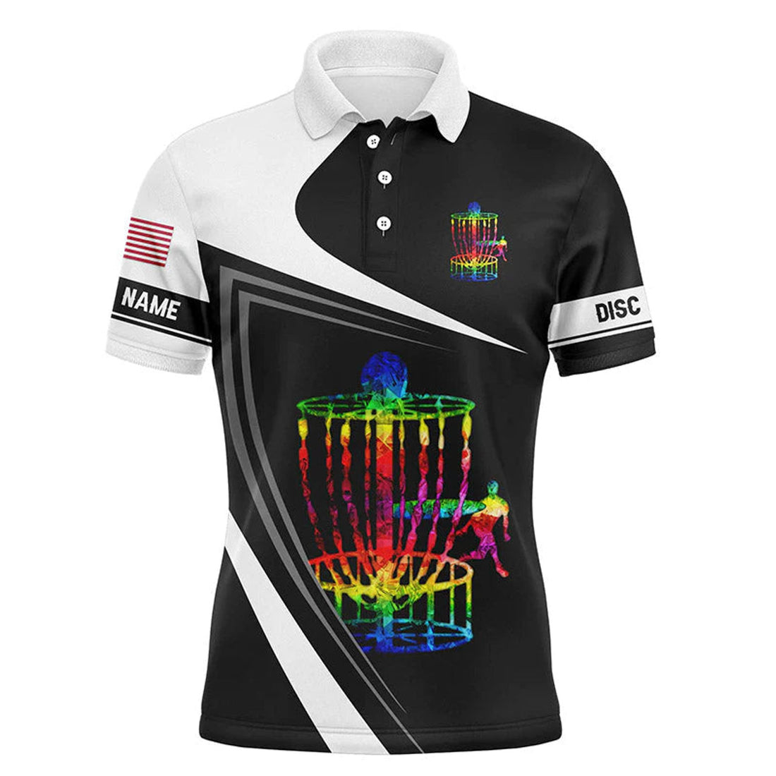 Custom Disc Golf Personalized Watercolor Basket Men's Polo Shirt S-5XL