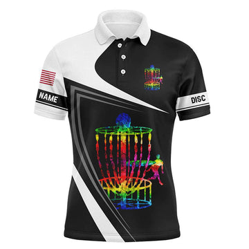 Custom Disc Golf Personalized Watercolor Basket Men's Polo Shirt S-5XL