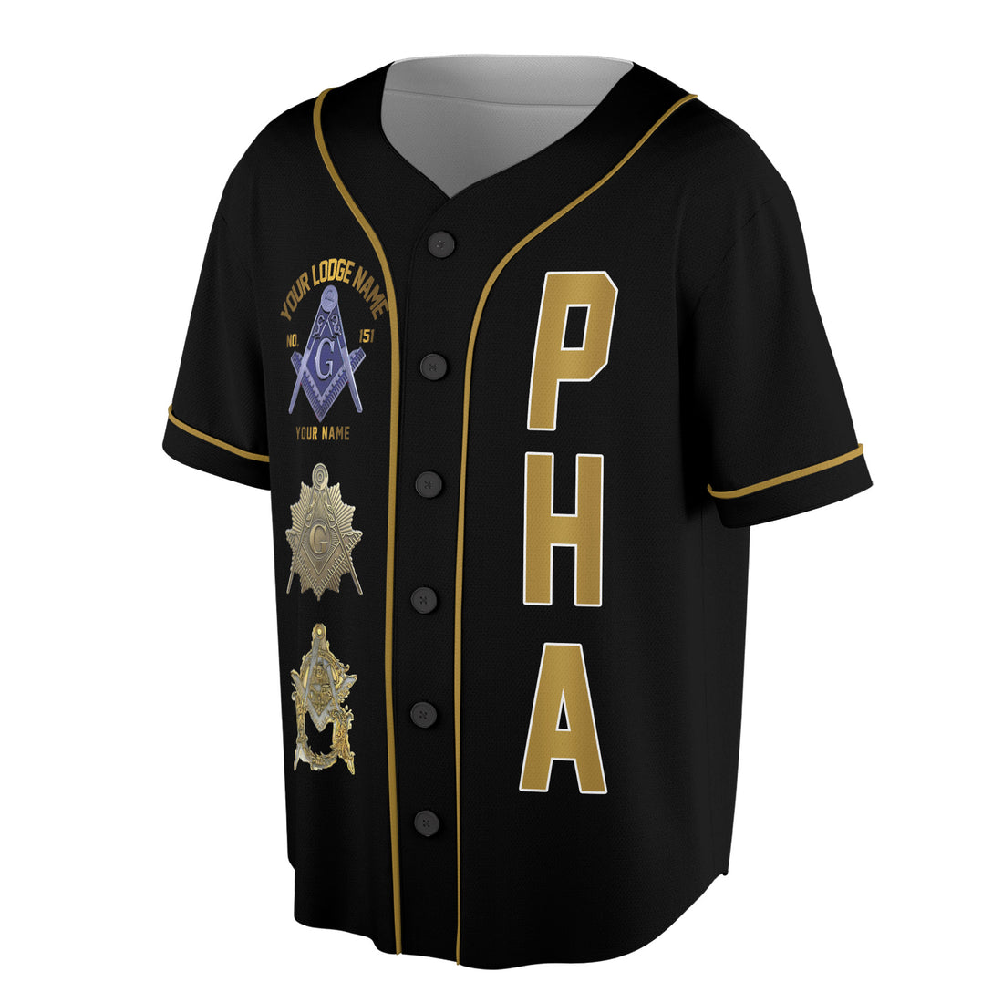 Custom Masonic Lodge, Name, Number PHA Freemason Infinite Wisdom F&AM 3D Baseball Jersey Size S-5XL