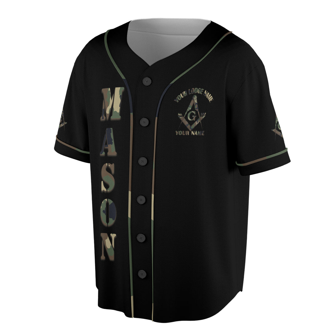 Masonic Camo Square and Compass - Freemason Baseball Jersey S-5XL