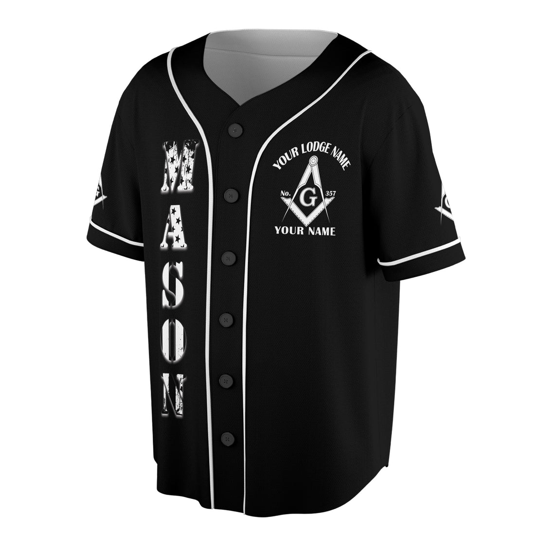 Masonic American Flag Square and Compass - Freemason Baseball Jersey S-5XL