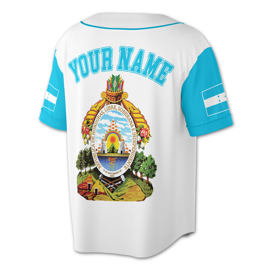 Personalized Name Honduras Flag Honduras Coat of Arms 3D Baseball Jersey Size S-5XL