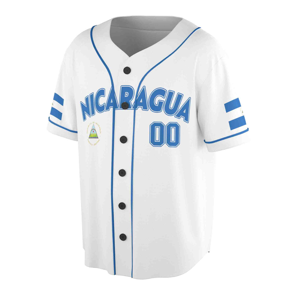 Personalized Name Number Nicaragua Flag Coat of Arms Baseball Jersey S-5XL