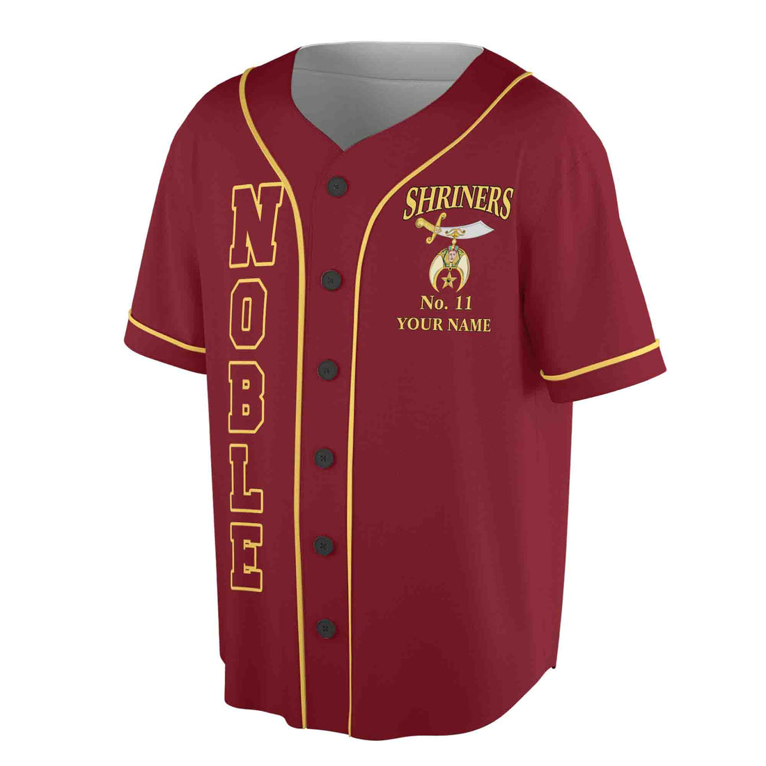 Custom Name Number Temple Shriners Noble Freemason Burgundy Baseball Jersey S-5XL