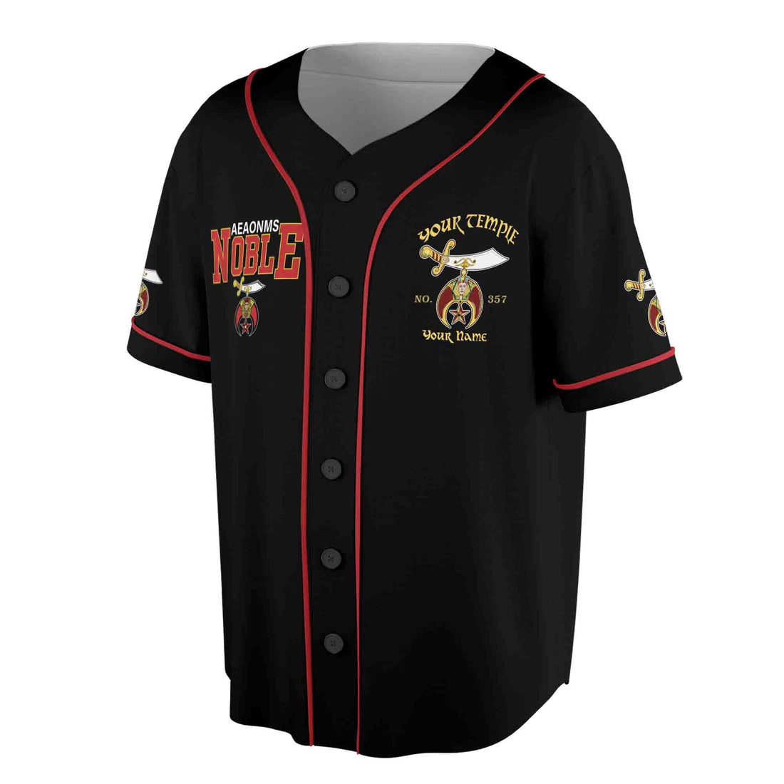 Custom Your Name, Temple Noble Shriners King Of The Desert 3D Baseball Jersey Size S-5XL