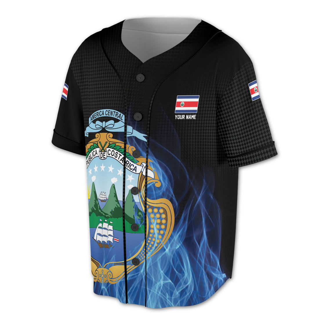 Personalized Costa Rica Flag Coat of Arms Baseball Jersey S-5XL
