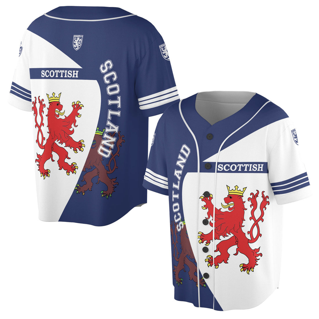 Patriotic Scotland Lion Coat of Arms Baseball Jersey S-5XL