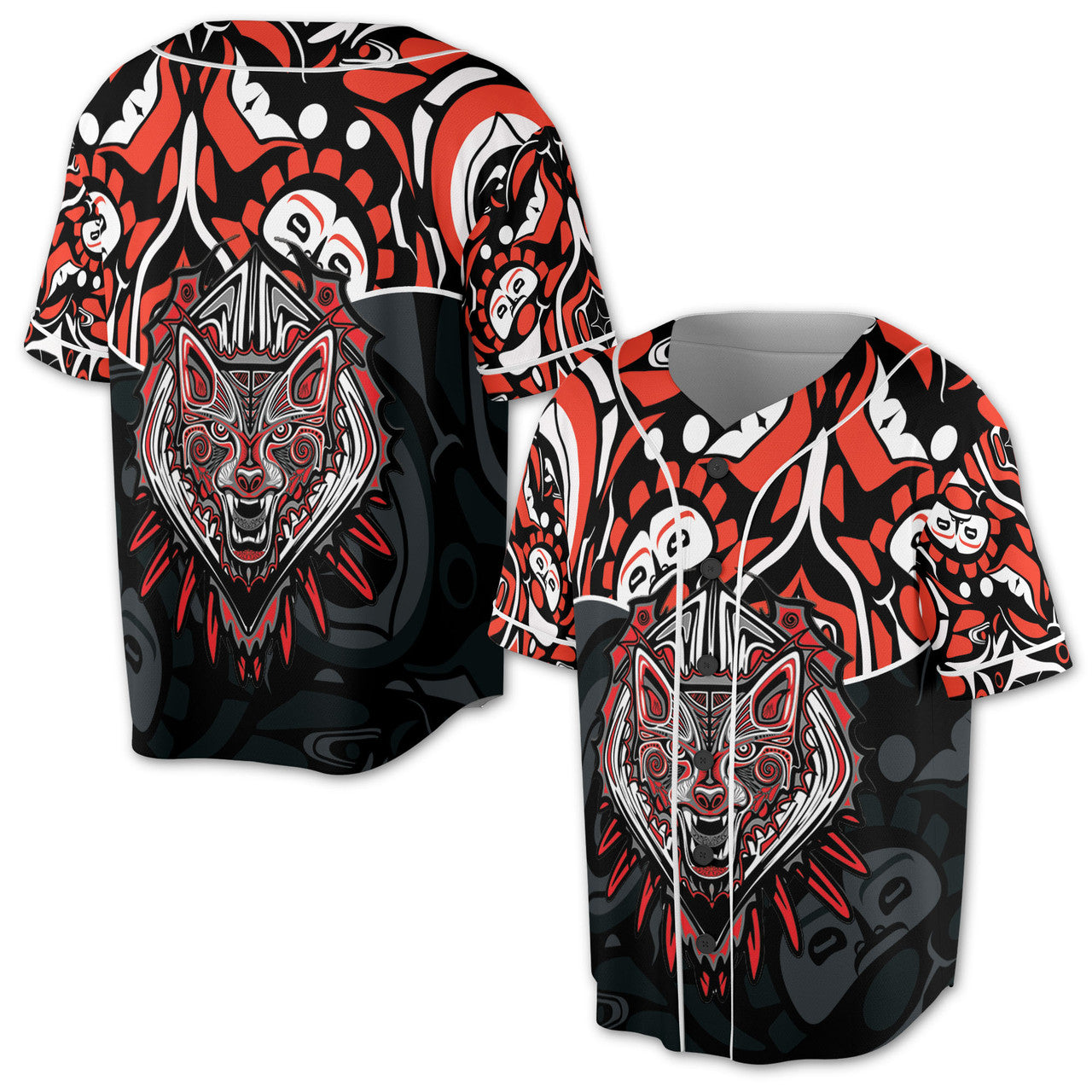 Art Spirit Wolf Haida North Coast Baseball Jersey S-5XL