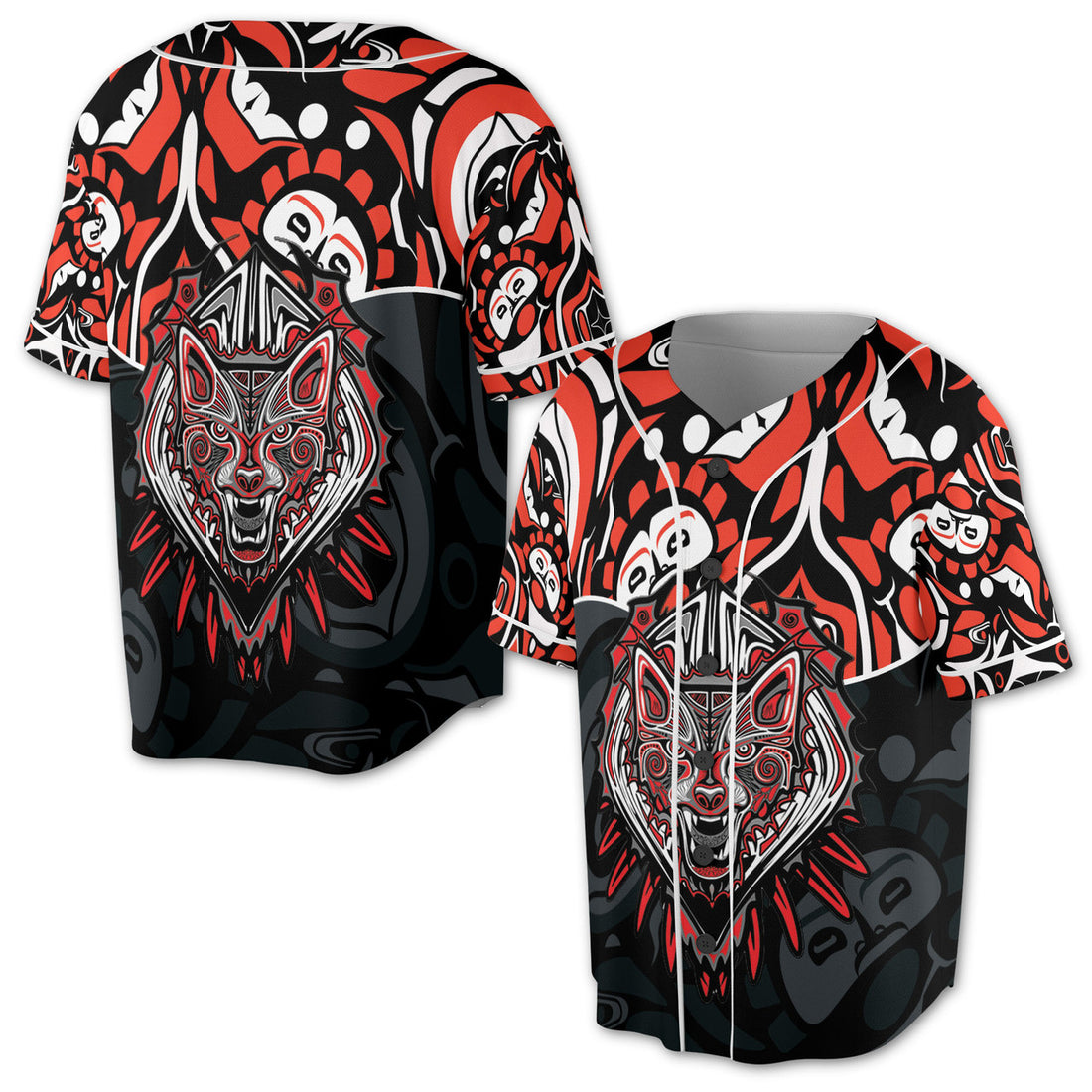 Art Spirit Wolf Haida North Coast Baseball Jersey S-5XL