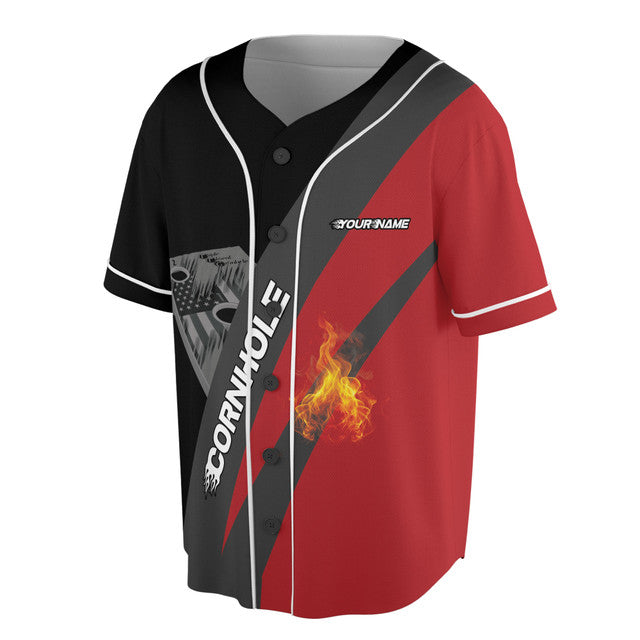 Personalized On Fire Baseball Jersey for Cornhole Board S-5XL