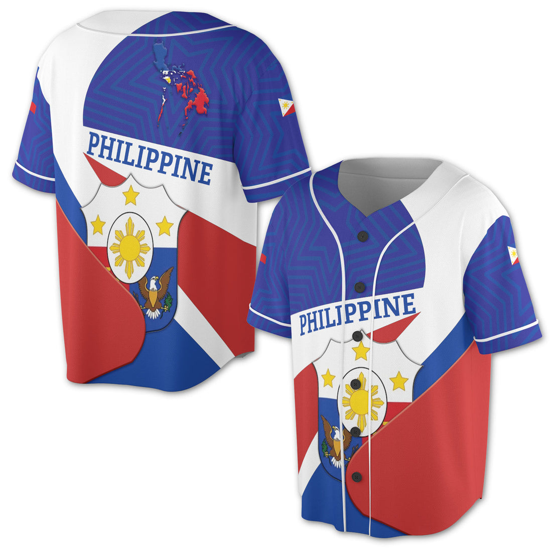 Republic of the Philippines Flag Baseball Jersey S-5XL