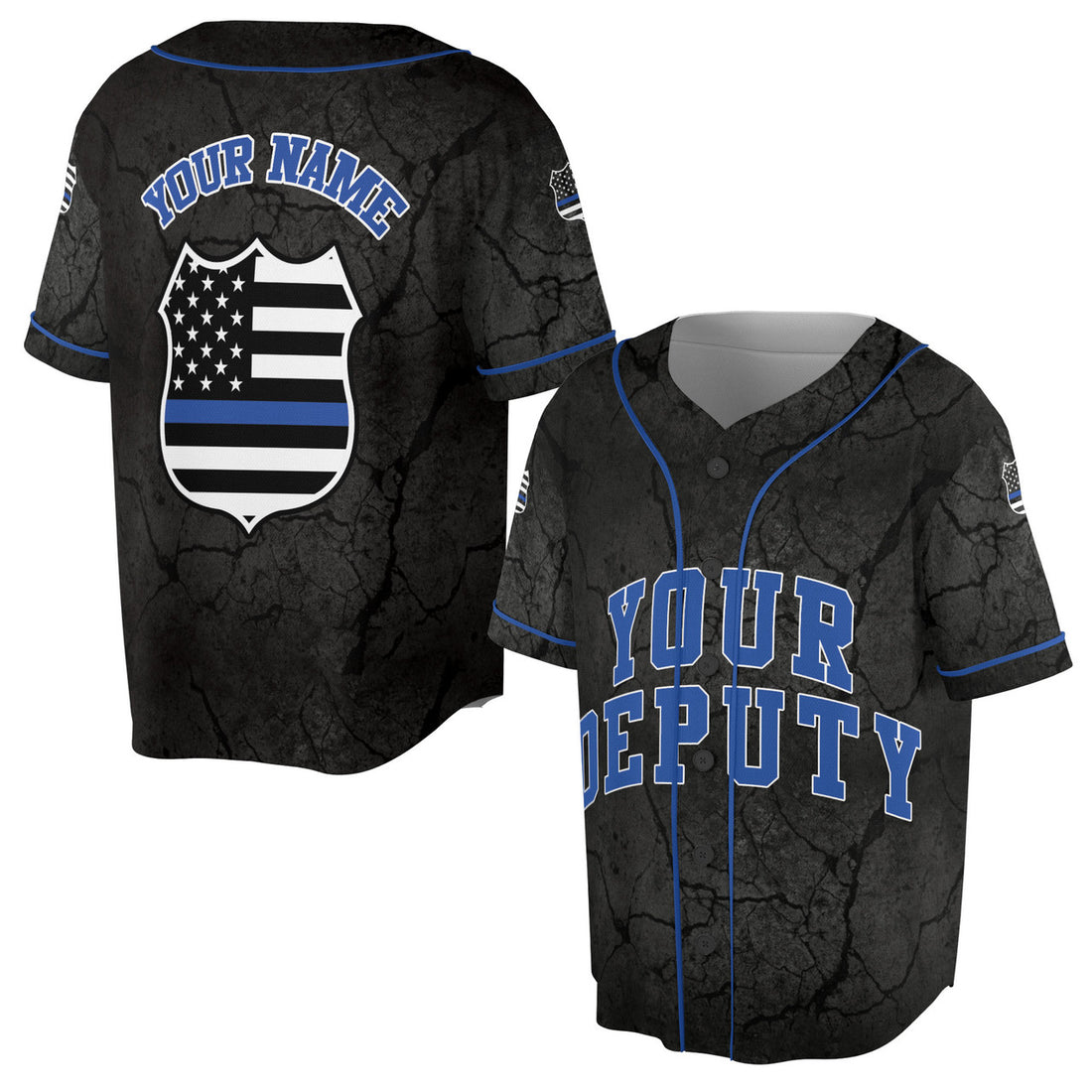 Custom America Patriotic Police Deputy Baseball Jersey S-5XL