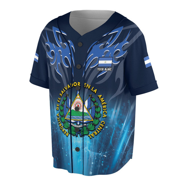 Personalized El Salvador Coat of Arms Baseball Jersey S-5XL