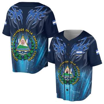 Personalized El Salvador Coat of Arms Baseball Jersey S-5XL