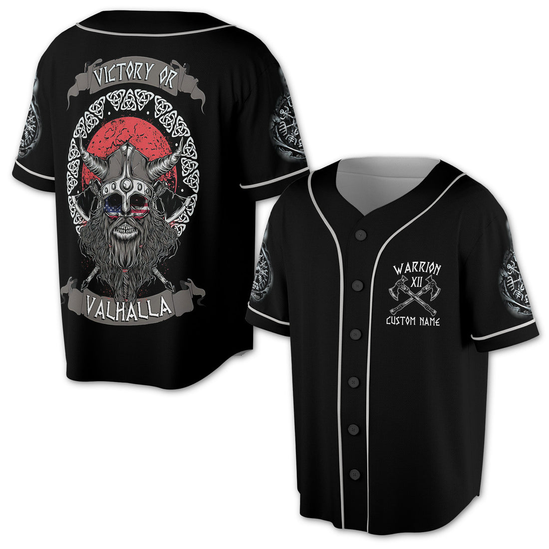 Custom Victor of Valhalla Viking Skull Jersey Baseball Jersey S-5XL