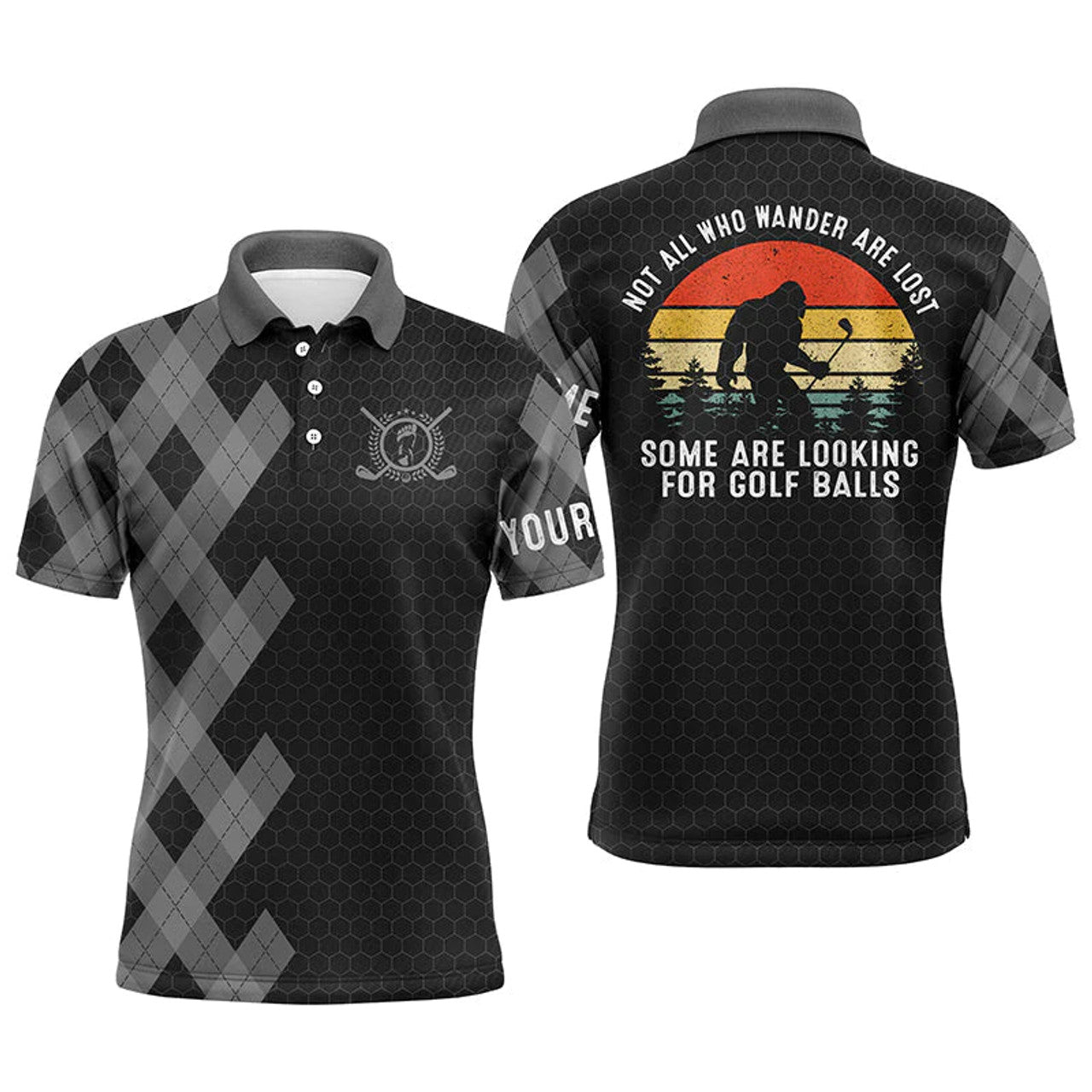 Custom Bigfoot Golf Polo Shirt Personalized Name Men's Polo Shirt S-5XL