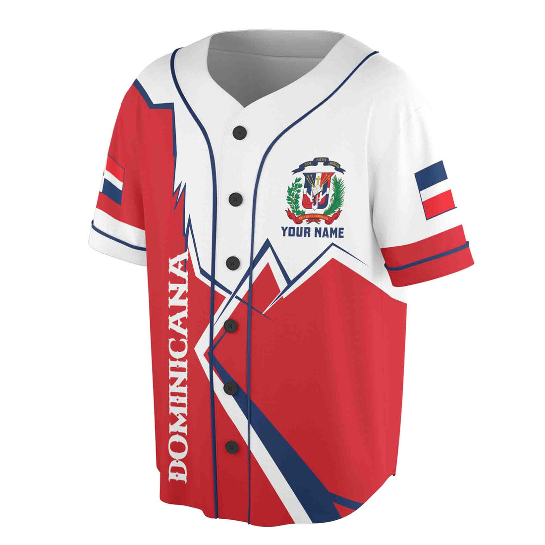 Personalized Name Dominican Republic Flag Coat of Arms Mountains Dominicana Baseball Jersey S-5XL