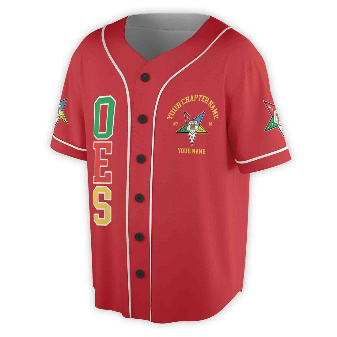 Custom Name Order of the Eastern Star OES Pentagon Down AF&AM Unisex Baseball Jersey S-5XL