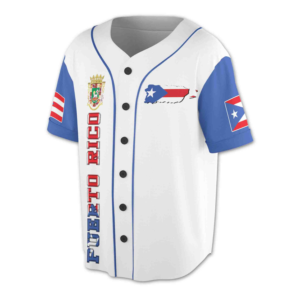 Custom Name Puerto Rico Puerto Rican Flag Coat of Arms Baseball Jersey S-5XL