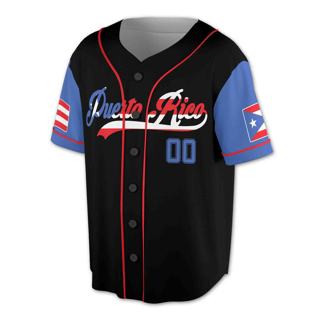 Custom Name Number Puerto Rico Puerto Rican Flag Baseball Jersey S-5XL