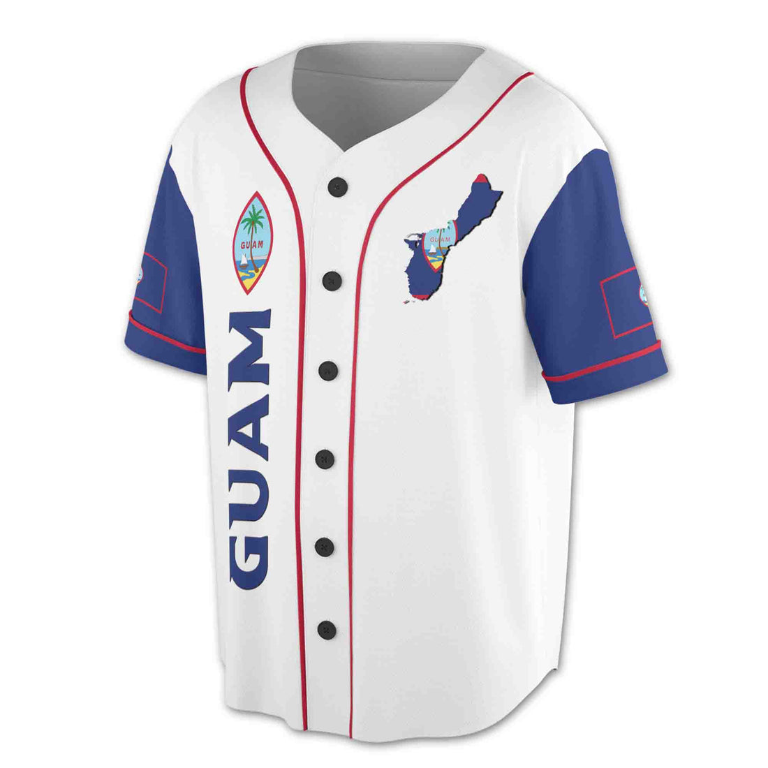 Personalized Name Number Guam Flag Coat Of Arms Baseball Jersey S-5XL