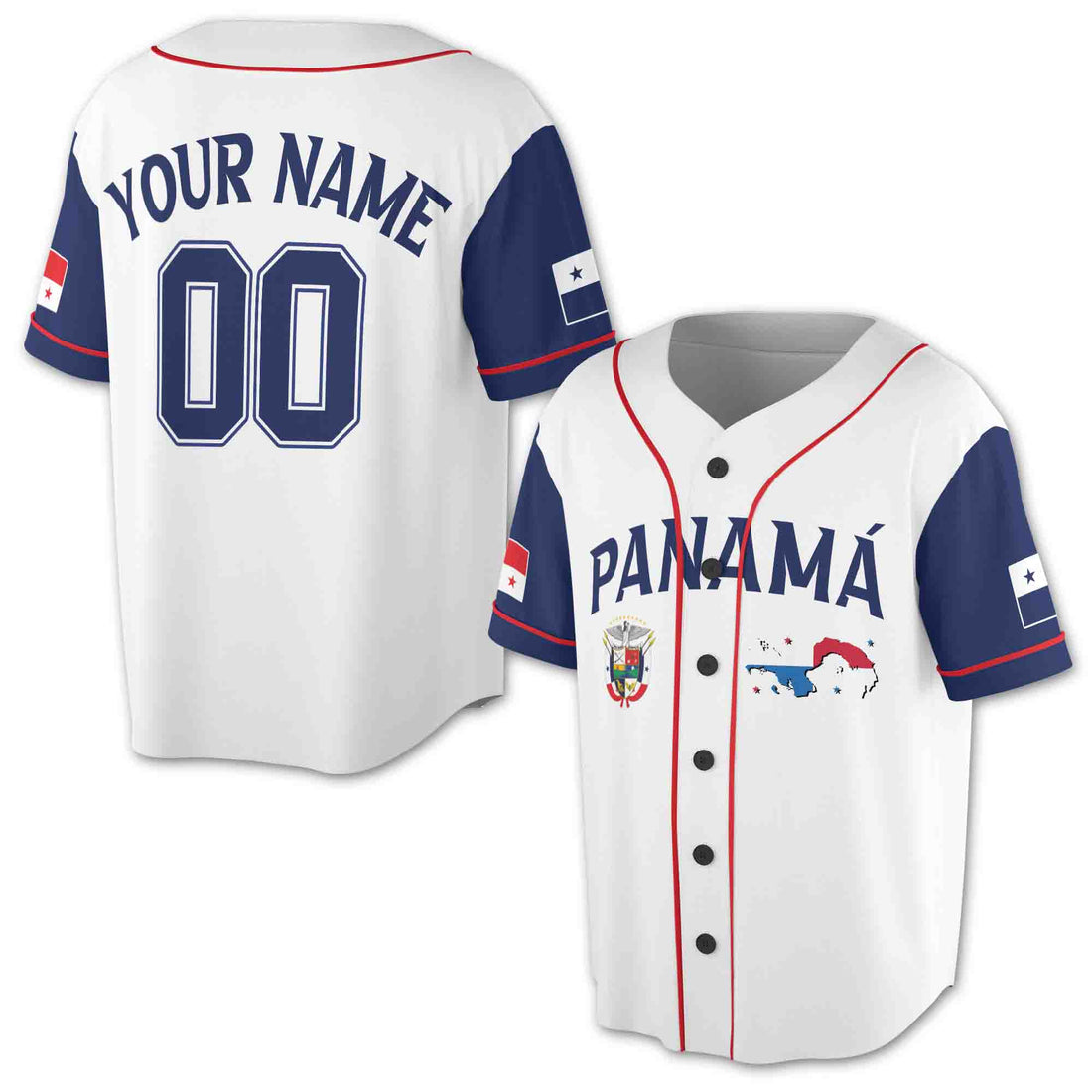 Custom Name Number Panama Flag Coat Of Arms Baseball Jersey S-5XL