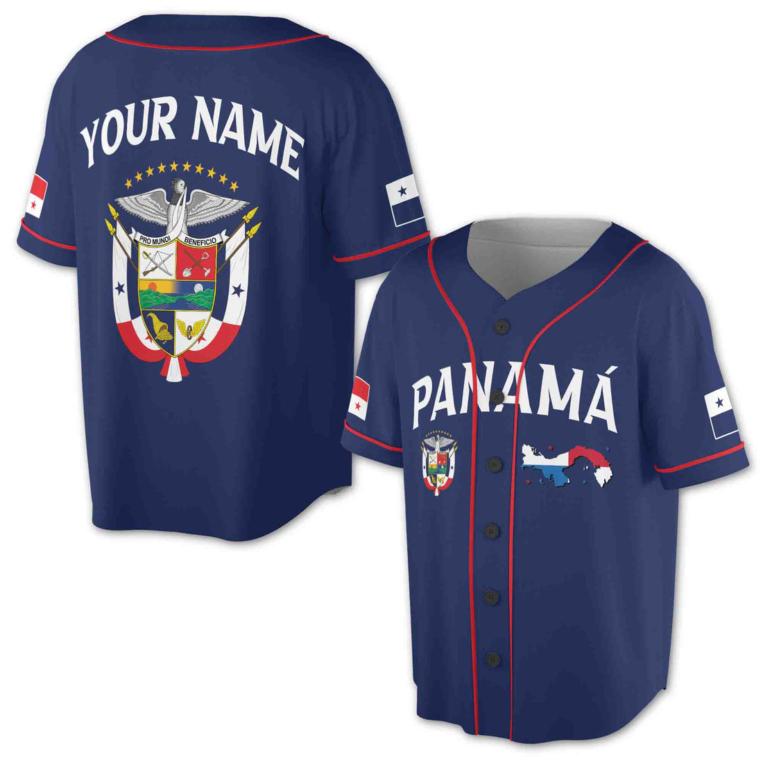 Custom Name Panama Flag Coat Of Arms Baseball Jersey S-5XL