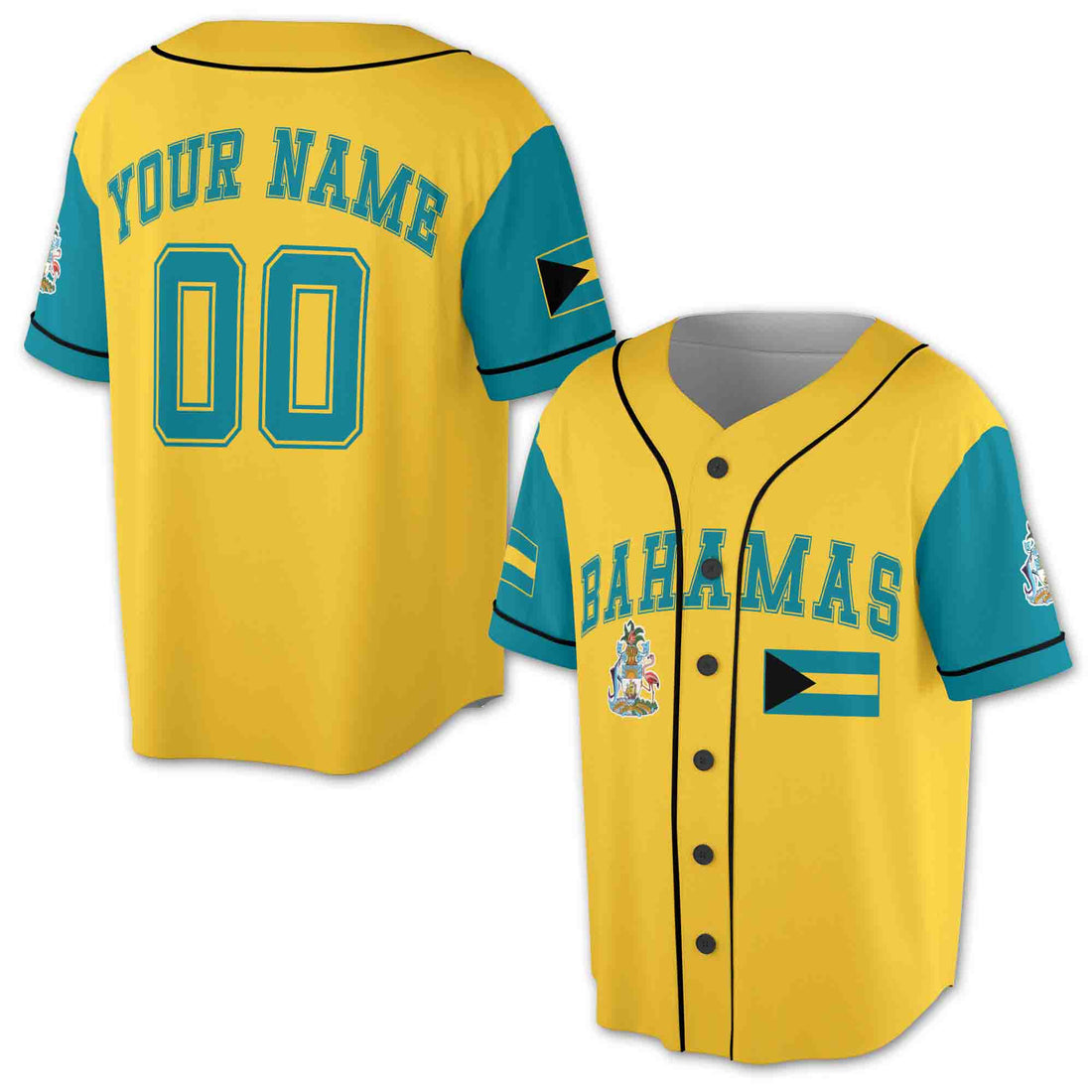Custom Name Number Bahamas Flag Honduras Coat of Arms 3D Baseball Jersey Size S-5XL
