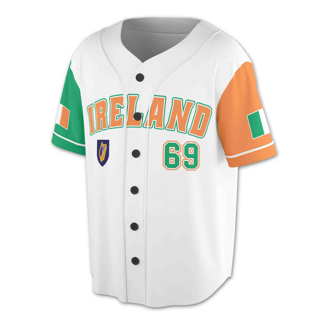 Custom Name Number Ireland Flag Irish Coat Of Arms Baseball Jersey S-5XL