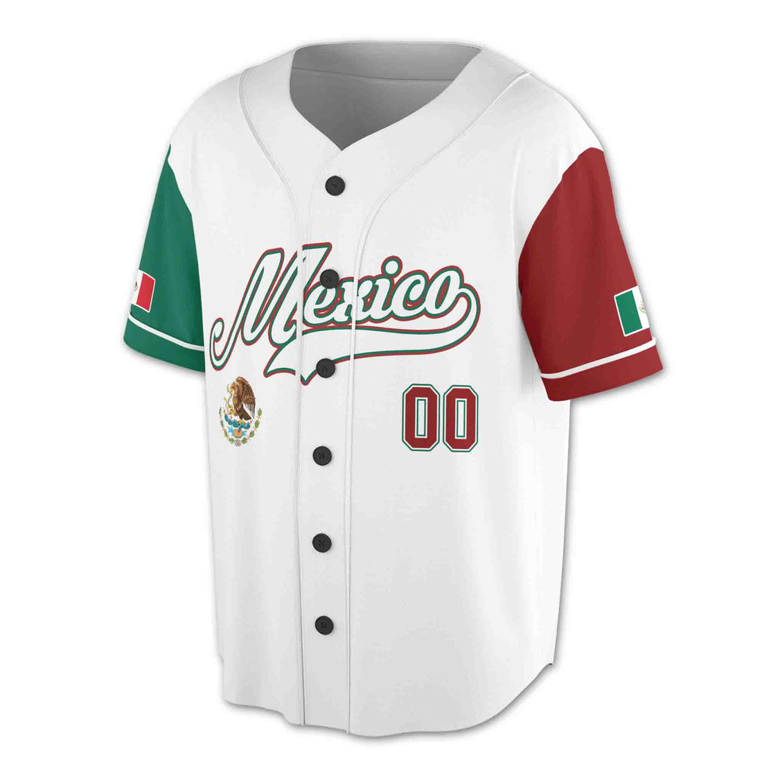 Customize Team Name, Name and Number Mexico Flag coat of arms Baseball Jersey Shirt Size S-5XL