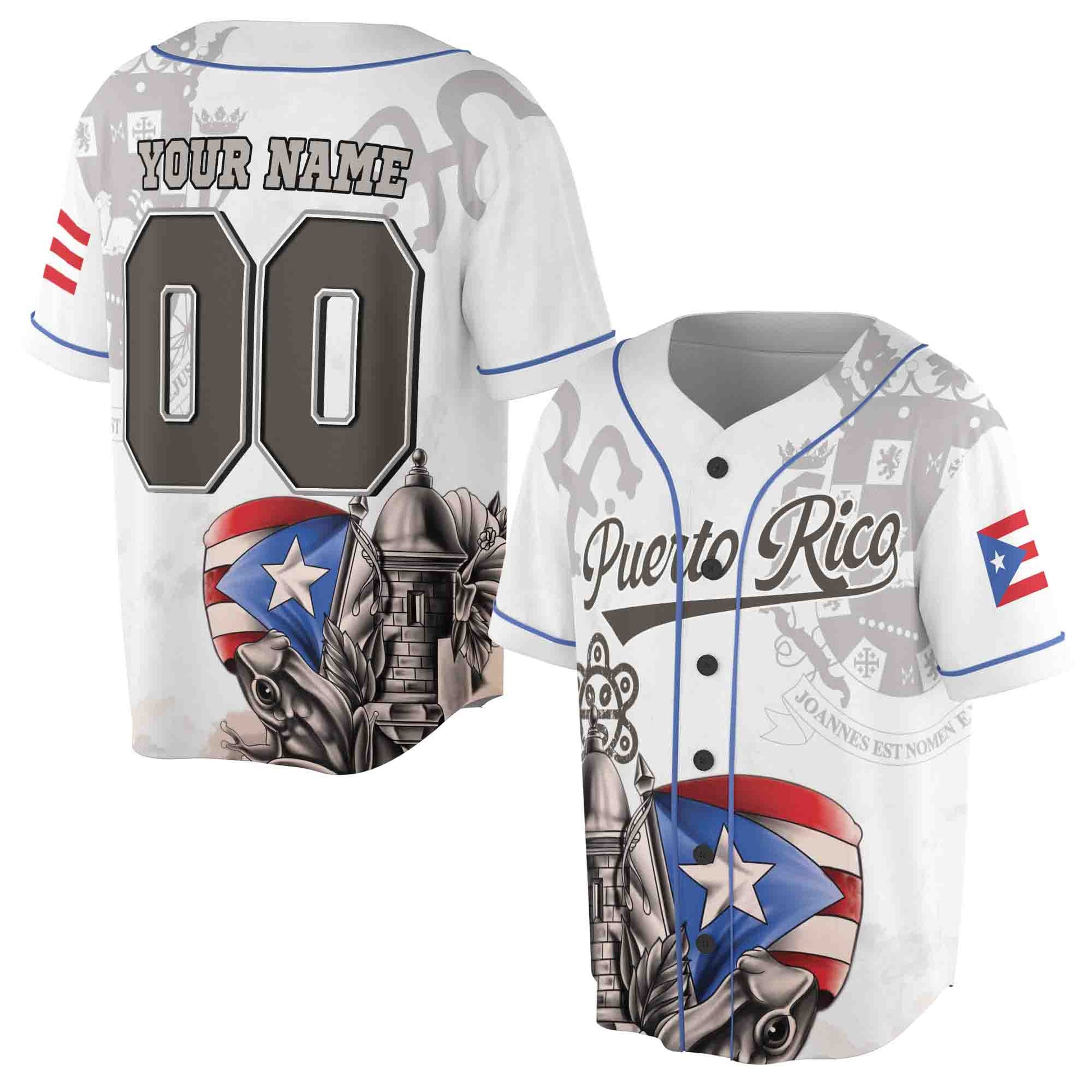 Customize Name Number Frog Puerto Rico Puerto Rican Flag Boricua Spirit Baseball Jersey S-5XL
