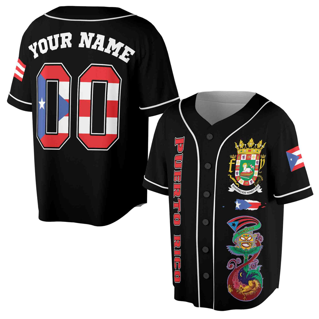 Customize Name Number Puerto Rico Puerto Rican Flag Boricua Spirit Baseball Jersey S-5XL